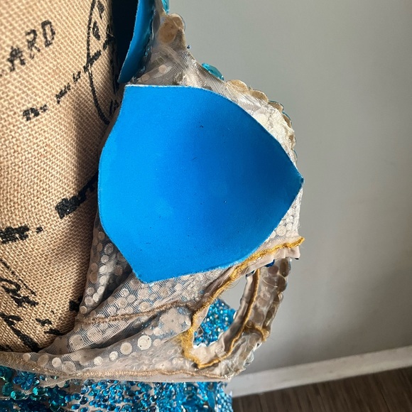 Turquoise rhinestone, nude mesh, one-of-a-kind samba dress (Queen or Muse) - Picture 3 of 10